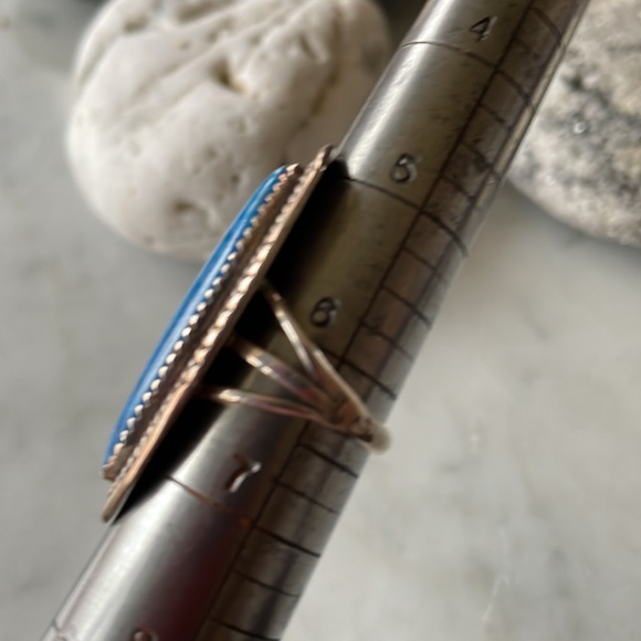 SOLD Native American Vintage Denim Lapis Ring - Picture 8 of 9